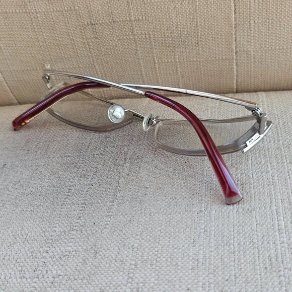 Bebe Women Glasses Frame Chrome Half Rim Eyeglasses Silver Tone Eyewear - Picture 8 of 12